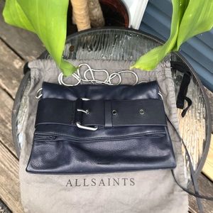 ALLSAINTS Navy Leather Crossbody